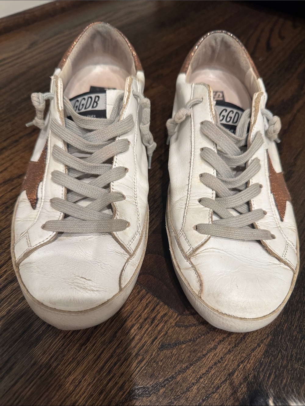 Golden Goose White Sneakers with Rose Gold Star Detail